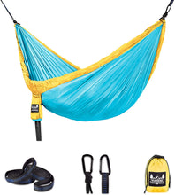 Load image into Gallery viewer, Portable Hammock - Light Yellow, Lake Blue
