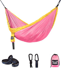 Load image into Gallery viewer, Portable Hammock - Light Yellow, Pink
